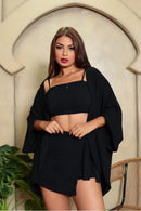 Conjunto feminino cropped e saia com kimono
