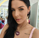 Conjunto Semi Joia Espírito Santo, Zircônia Pink Cravejado